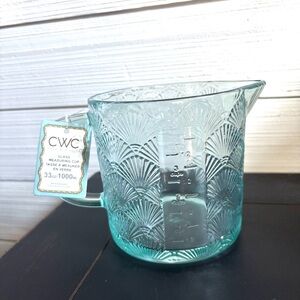 CWC Glass Measuring Cup 33oz ~ 4 Cups Blue Seashell Design NEW Microwaveable